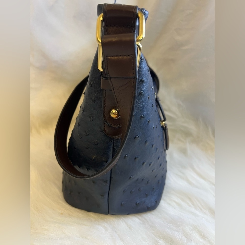Giani Bernini Blue Ostrich-Embossed Shoulder Bag with unbranded chain crossbody - Picture 11 of 16